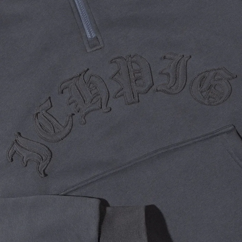 Ichpig Landmark 1/4 Zip Vintage Black Crew Jumper