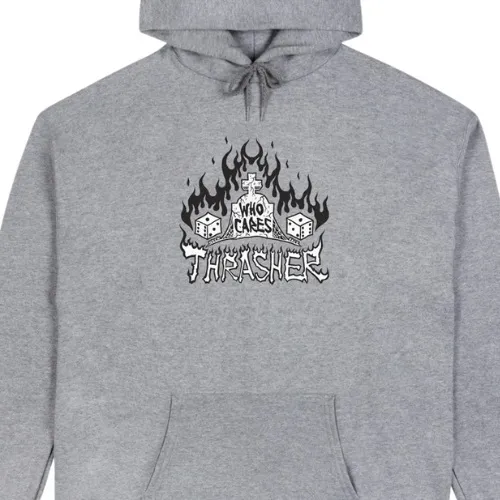 Thrasher Who Cares Sport Grey Hoodie