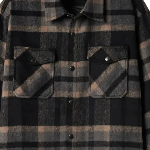 Brixton Selden Soft Brushed Flannel Black Charcoal Button Up Shirt