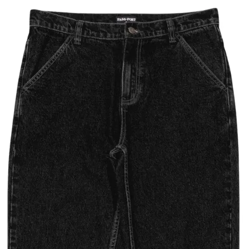 Passport Workers Club Straight Leg Washed Black Jeans