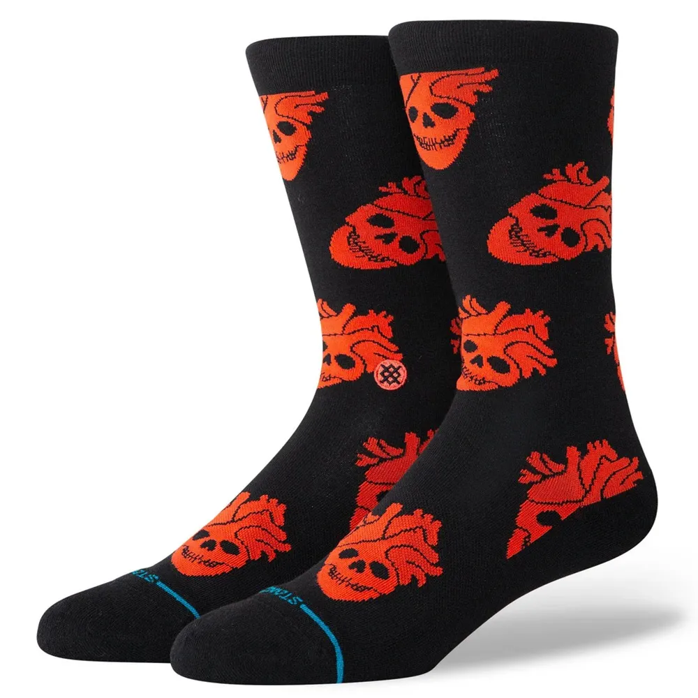 Stance X Strange Love Fallin In Skull Black Crew Large Mens Socks