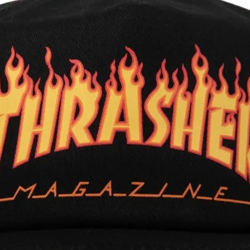 Thrasher Printed Flame Black Snapback Hat