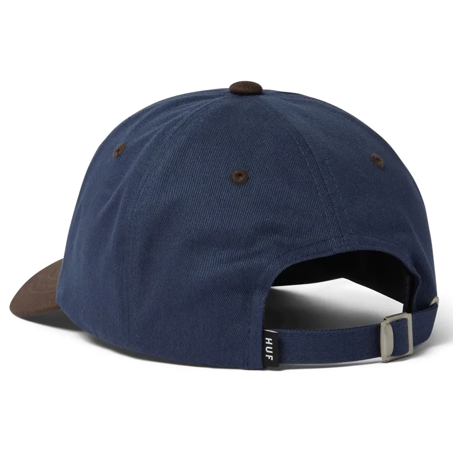 HUF Stretch Logo 6 Panel Curved Visor Navy Hat