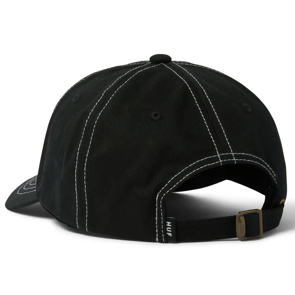 HUF Arch Logo 6 Panel Curved Visor Black Hat