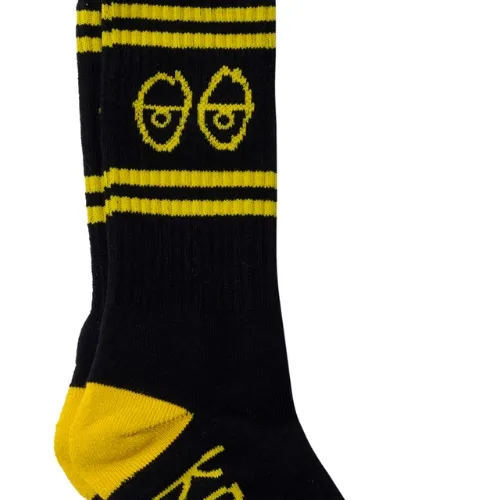 Krooked Eyes Black Yellow 1 Pair Mens Socks