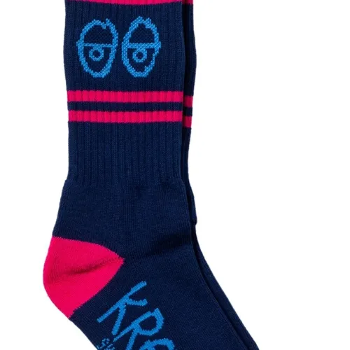 Krooked Eyes Navy Blue Magenta 1 Pair Mens Socks