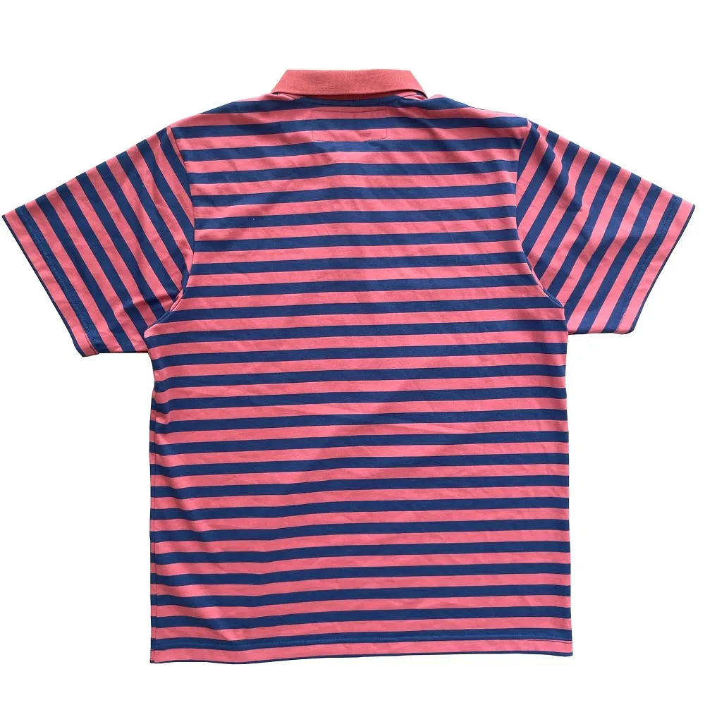 Tourism LTD City Polo Salmon Pink Blue Button Up Shirt