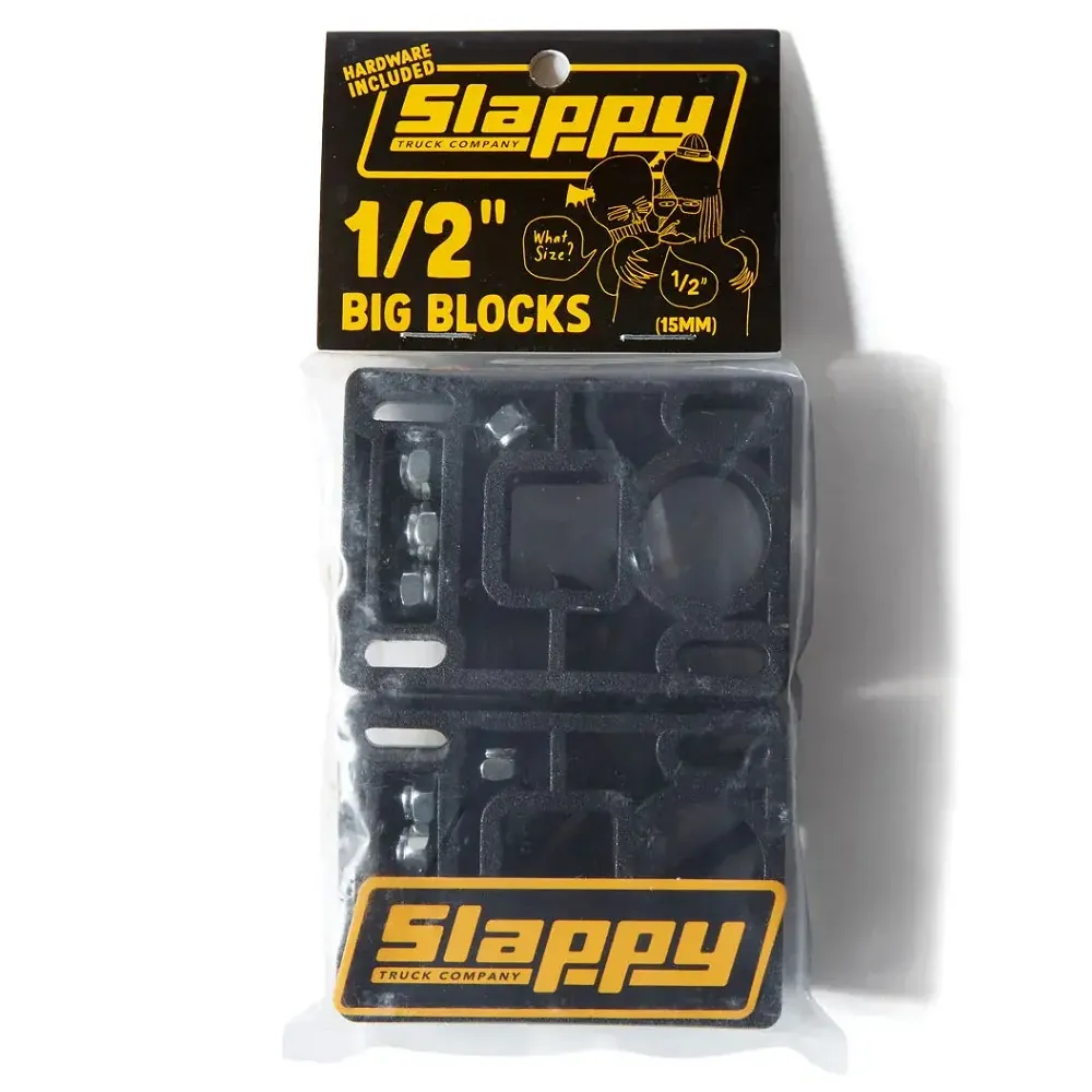 Slappy Big Blocks 1/2 Black Skateboard Riser Pads With Hardware