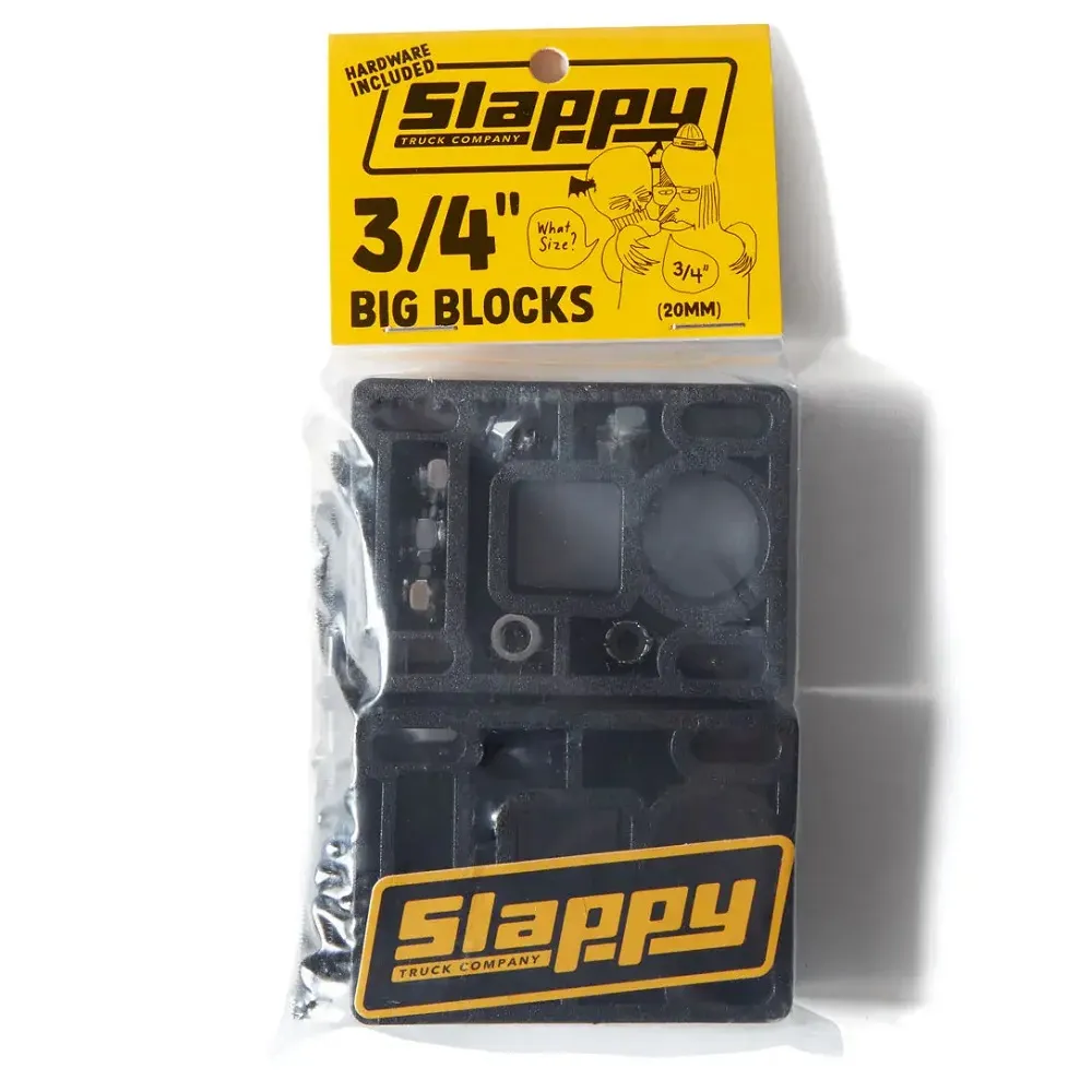 Slappy Big Blocks 3/4 Black Skateboard Riser Pads With Hardware