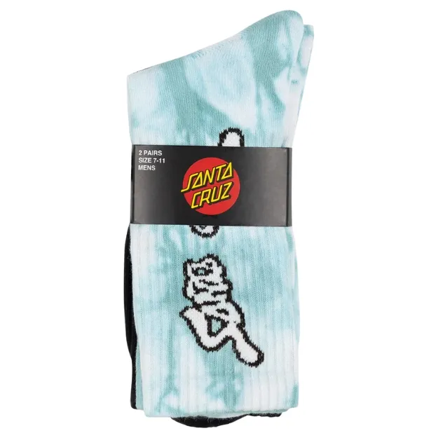 Santa Cruz Trip Strip Arch Vintage Blue Tie Dye Black 2 Pairs Socks