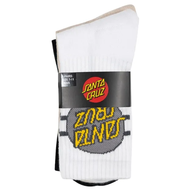 Santa Cruz Other Dot Stripe Natural White Off Black 3 Pairs Socks