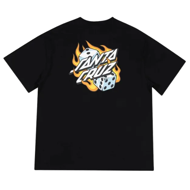 Santa Cruz Flaming Dice Dot Flash Black T-Shirt