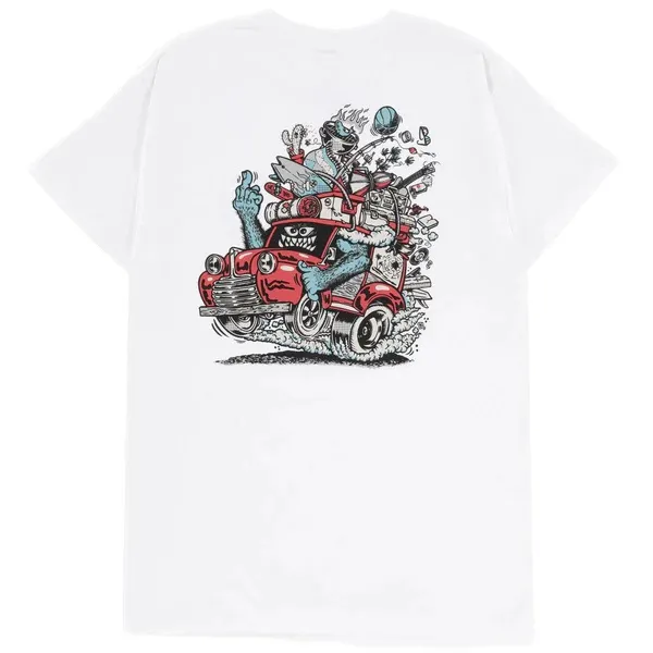 Santa Cruz Johnson Beast Wagon Stripe White T-Shirt