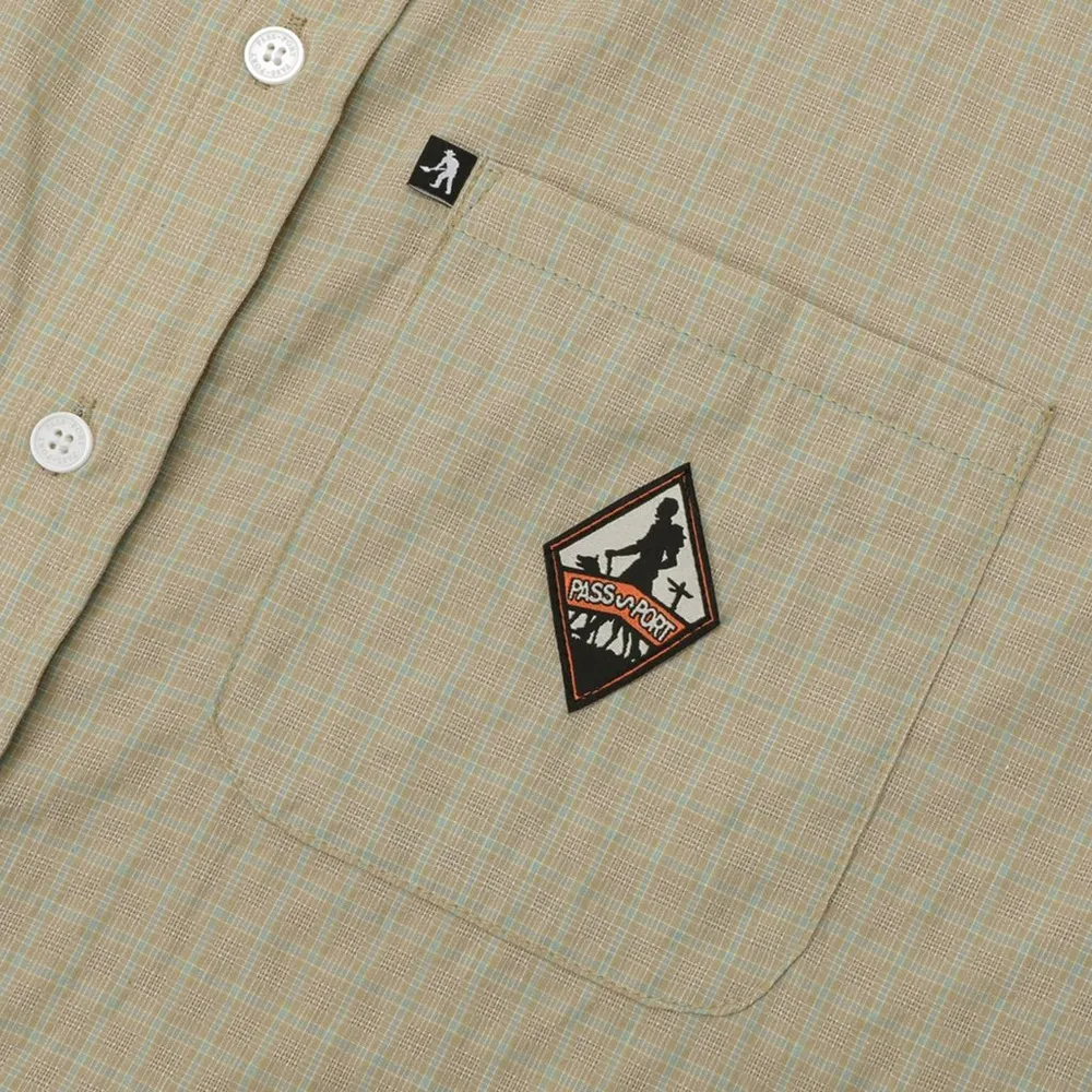 Passport Wanderer Workers Check Khaki Button Up Shirt