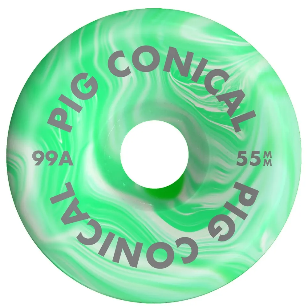 Pig Conical Swirl Green 99A 55mm Skateboard Wheels