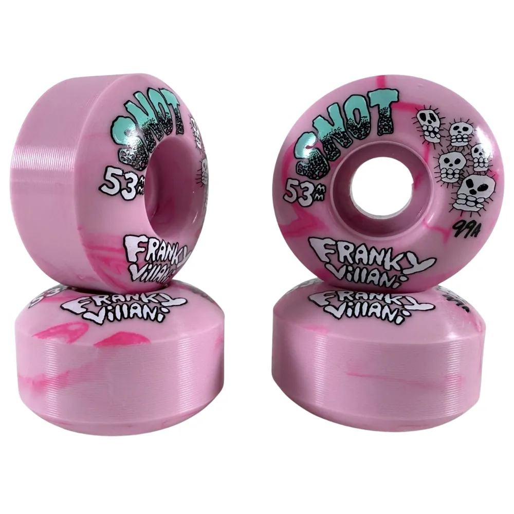 Snot Wheel Co Franky Villani Skulls Pink Swirl Classic 99A 53mm Skateboard Wheels