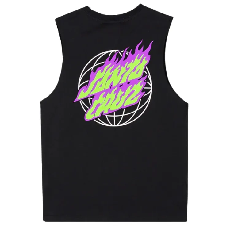 Santa Cruz Global Flame Dot Black Youth Muscle Shirt