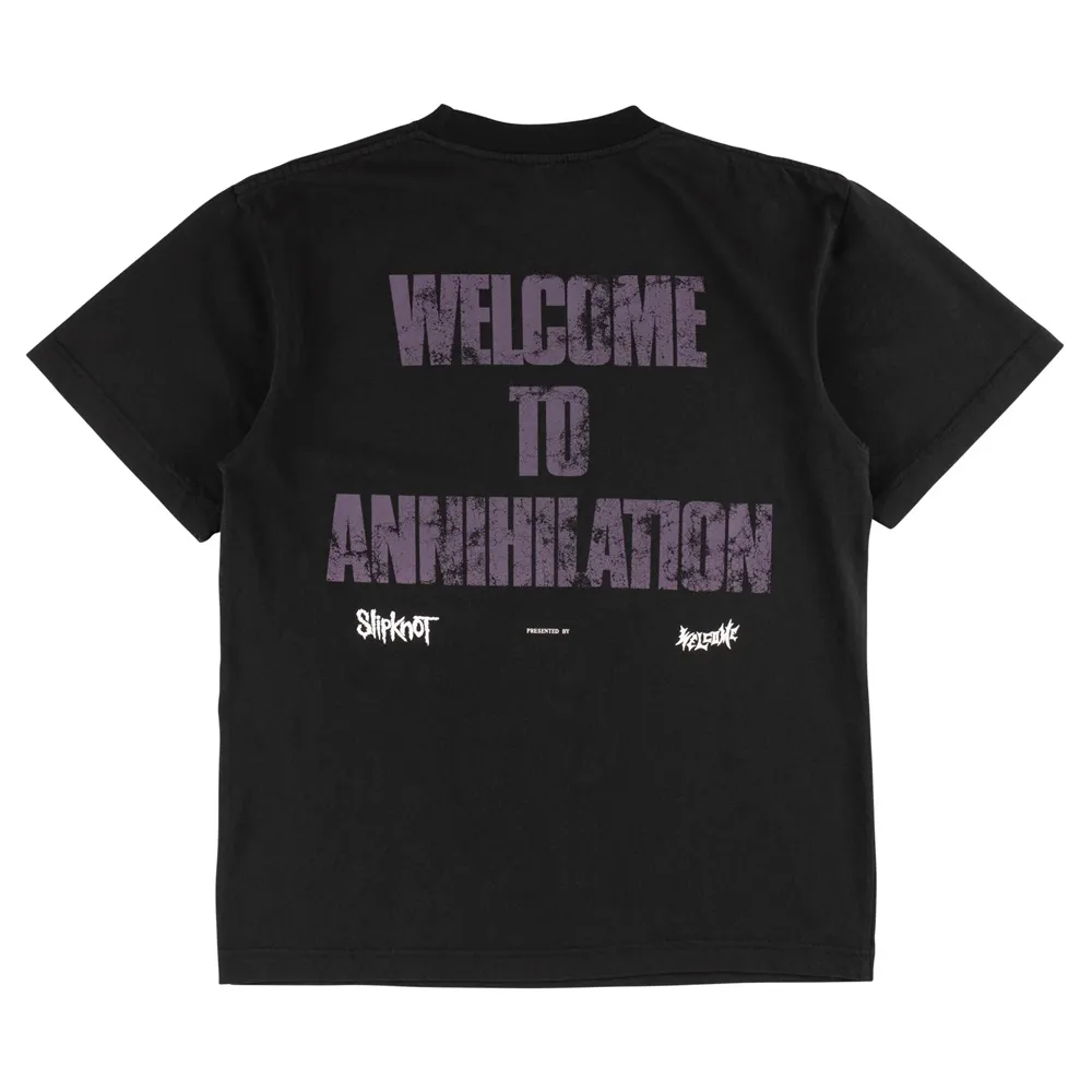 Welcome Skateboards X SlipKnot Annihilation Garment Dyed Boxy Black T-Shirt
