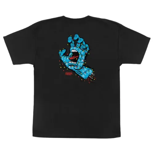 Santa Cruz X Stranger Things Screaming Lights Black Youth T-Shirt