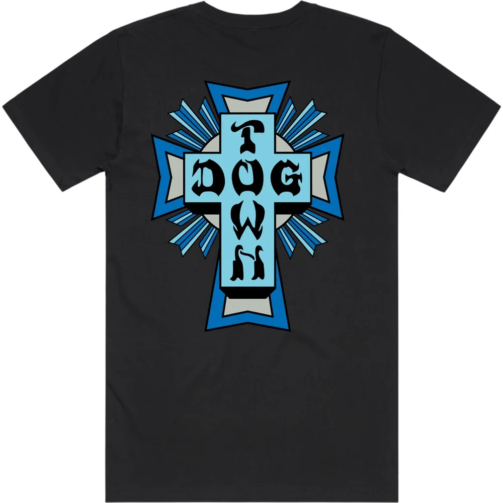 Dogtown Blue Grey Logo Black T-Shirt