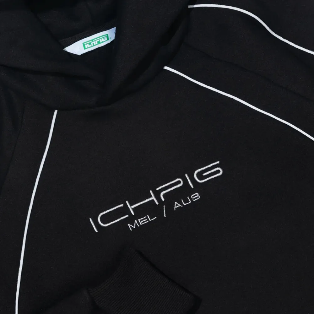 Ichpig Flowline Panel Black Hoodie