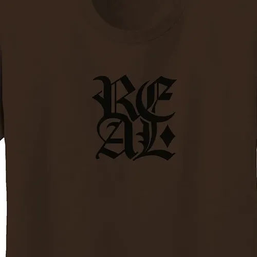 Real Skateboards Stacked Dark Chocolate Black T-Shirt
