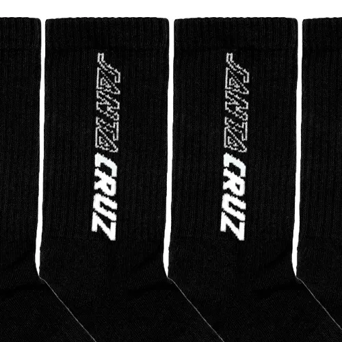 Santa Cruz SC Solid Half Strip Black Crew Multi 4 Pack Youth Socks