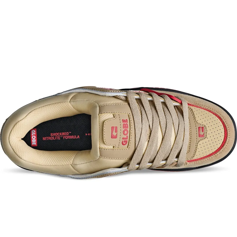 Globe Fusion Khaki Red Mens Skate Shoes