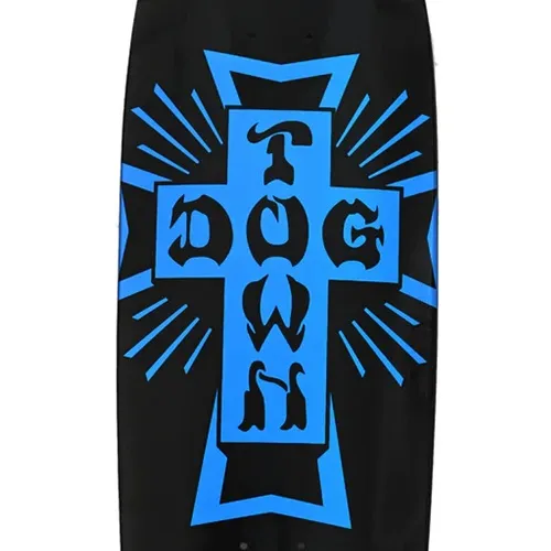 Dogtown Cross Logo 70s Rider Gloss Black Metallic Blue 9.0 Skateboard Deck