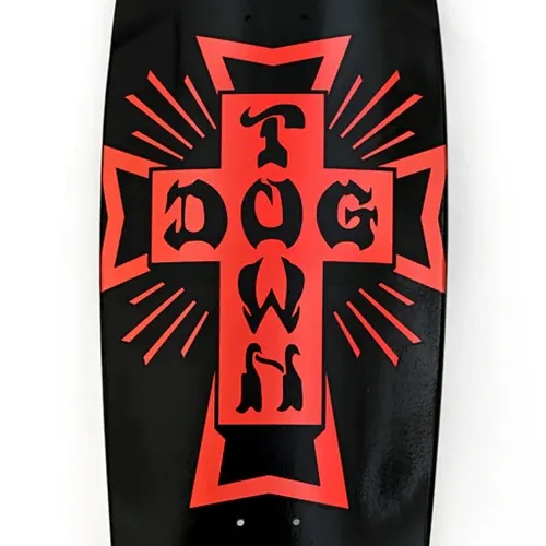 Dogtown Cross Logo 70s Rider Gloss Black Metallic Red 10.0 Skateboard Deck