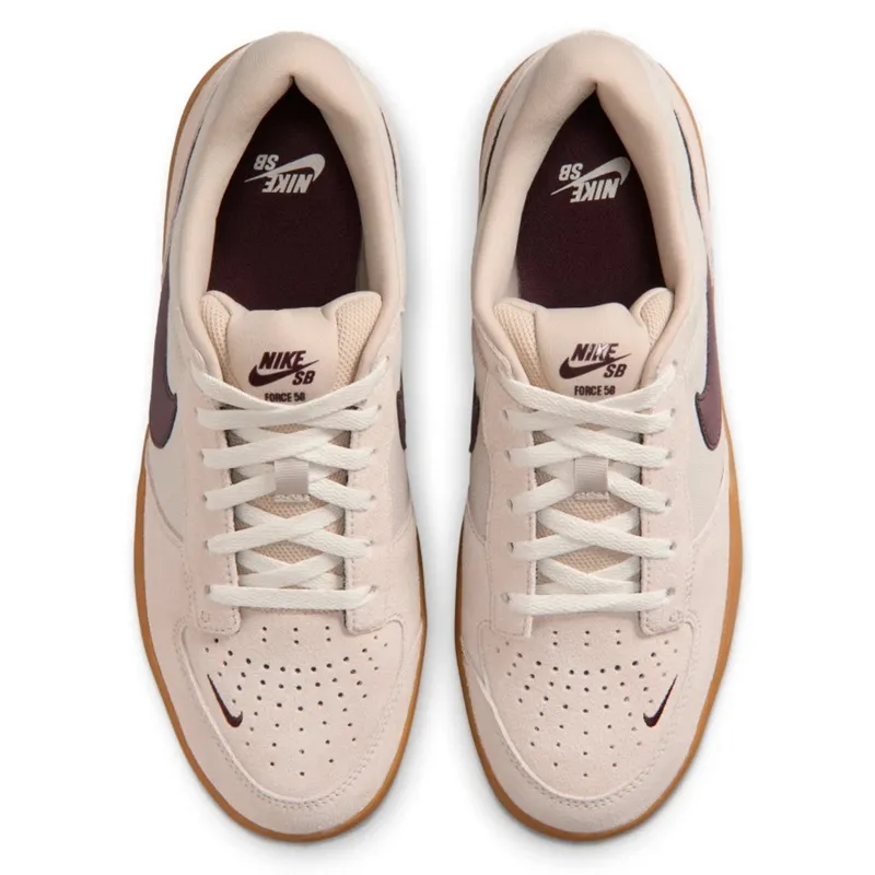 Nike SB Force 58 Cream Gum Burgundy Crush Mens Skate Shoes