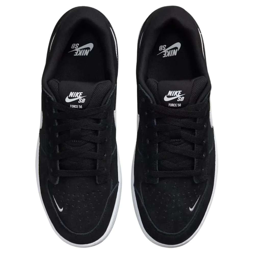 Nike SB Force 58 Black Black White Mens Skate Shoes