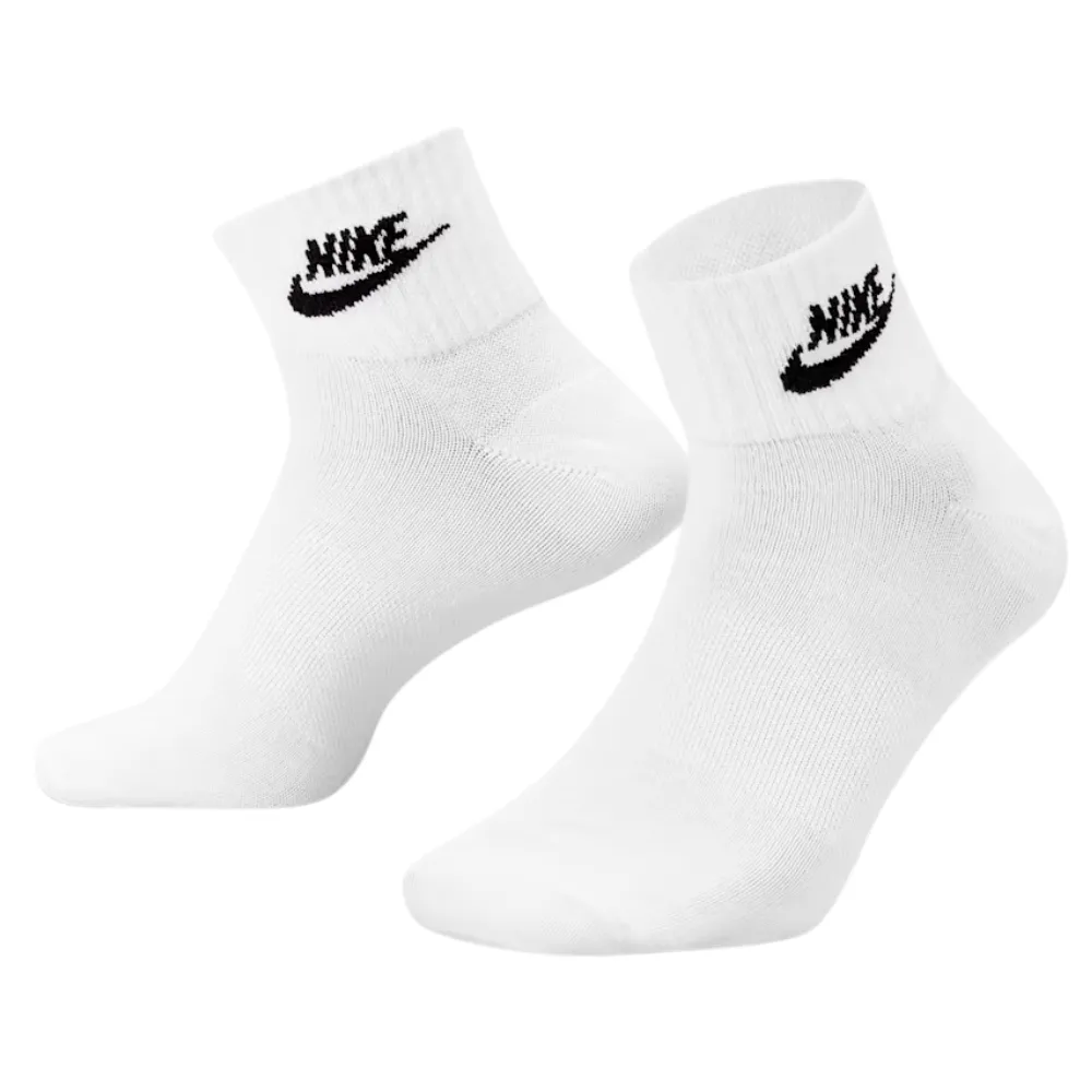 Nike Everyday Essential White Black Large 3 Pair Ankle Socks