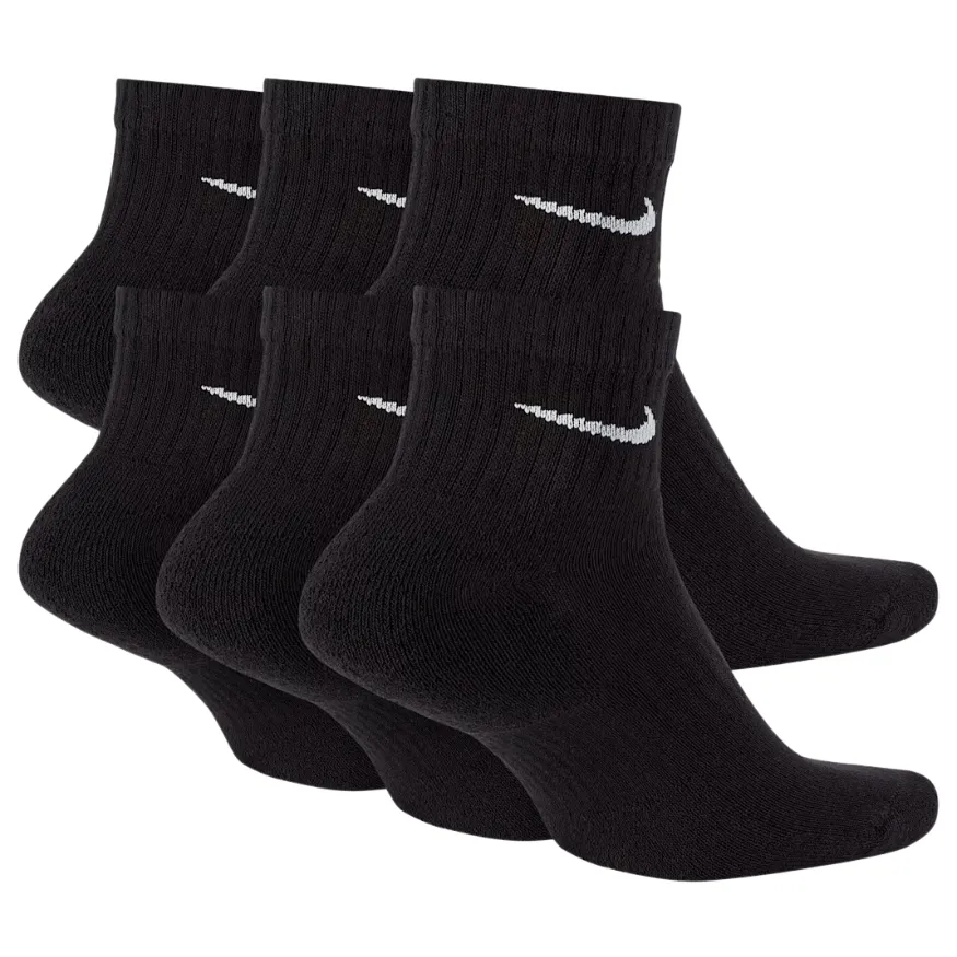 Nike Everyday Cushioned Training Black White Large 6 Pair Ankle Socks
