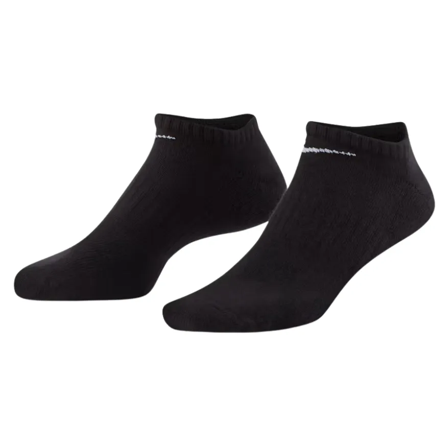 Nike Everyday Cushioned Training Black White Large 3 Pair No Show Socks