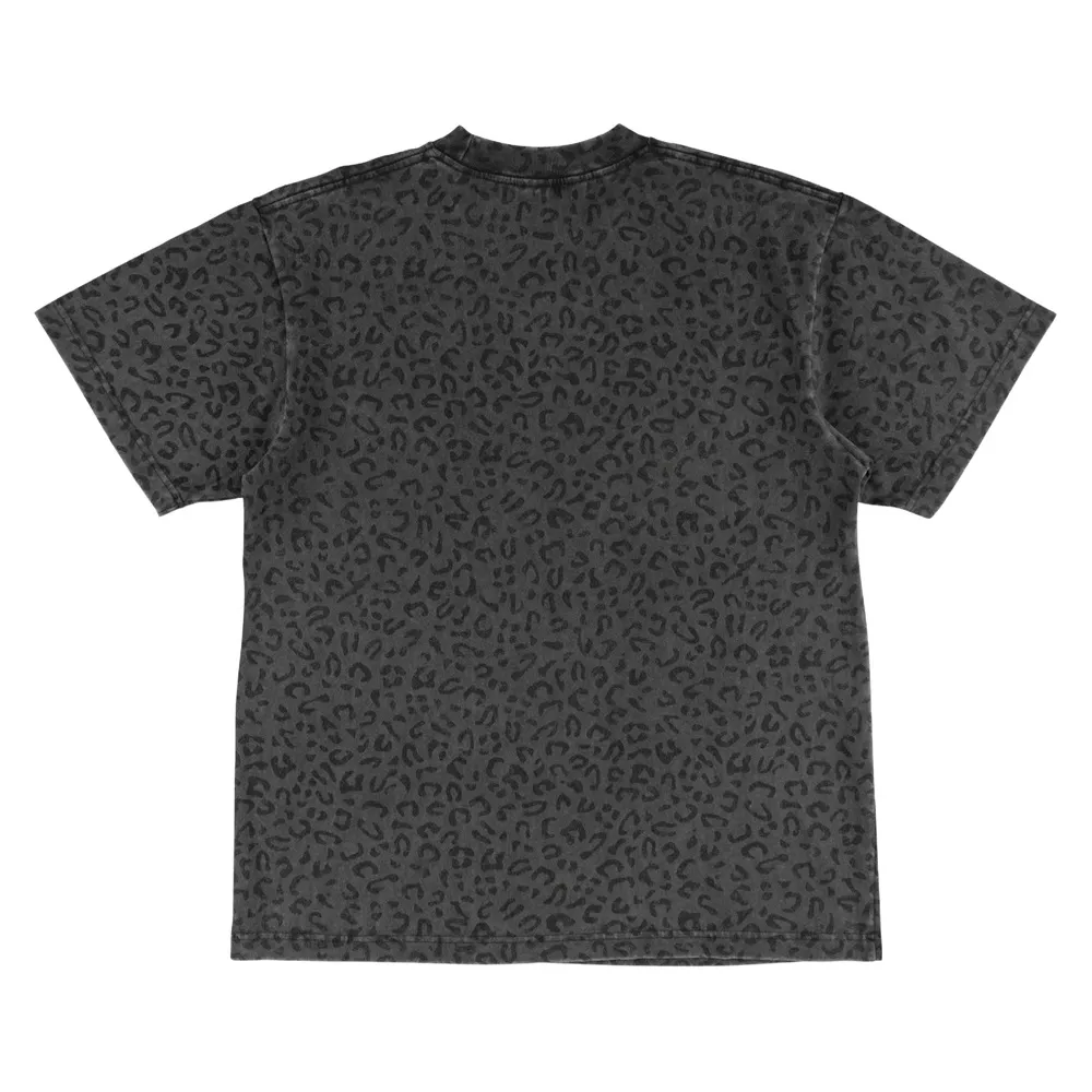 Welcome Skateboards Fang Boxy Garment Dyed Vintage Black Leopard T-Shirt