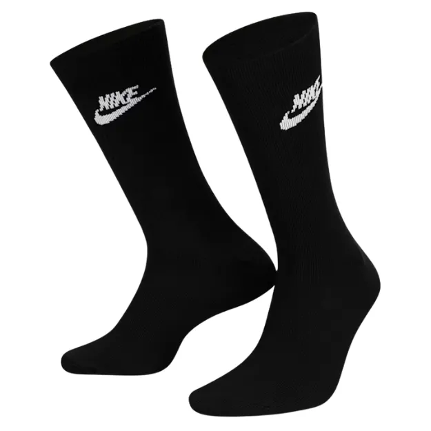 Nike Sportswear Everyday Essential Black White Large 3 Pair Crew Socks