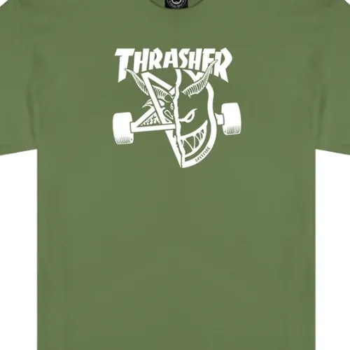 Thrasher X Spitfire Thrash & Burn Military Green T-Shirt