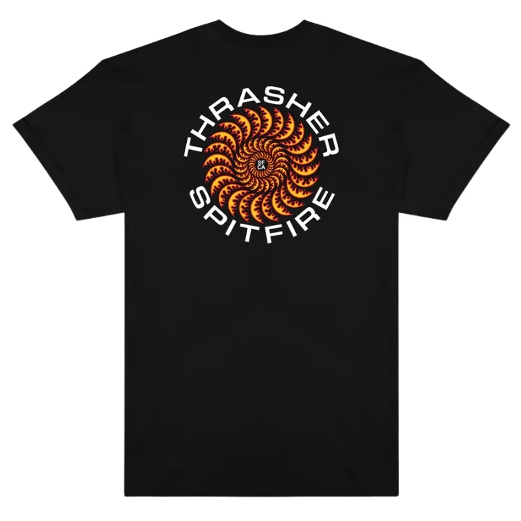 Thrasher X Spitfire Classic Swirl Black T-Shirt