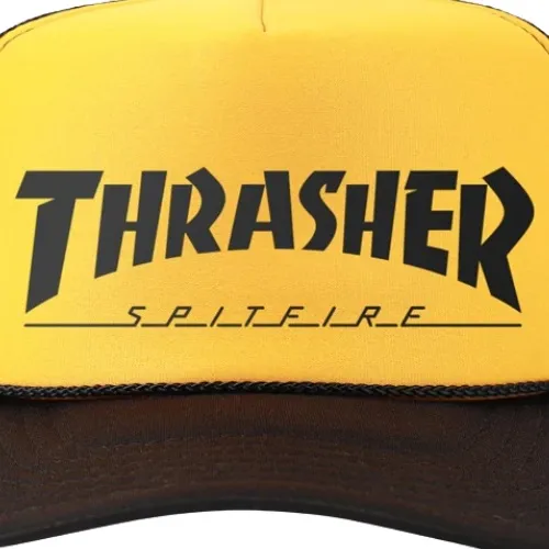Thrasher X Spitfire Black Gold Trucker Hat