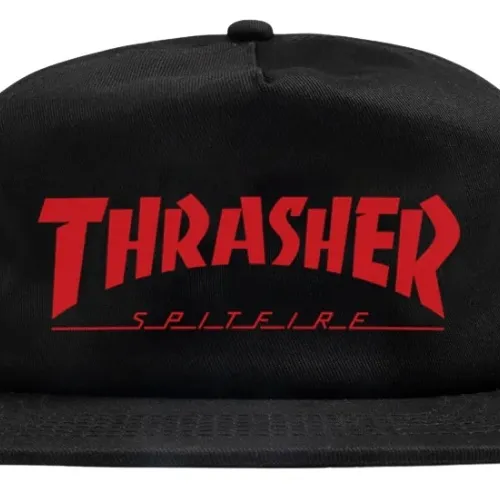 Thrasher X Spitfire Black Snapback Hat