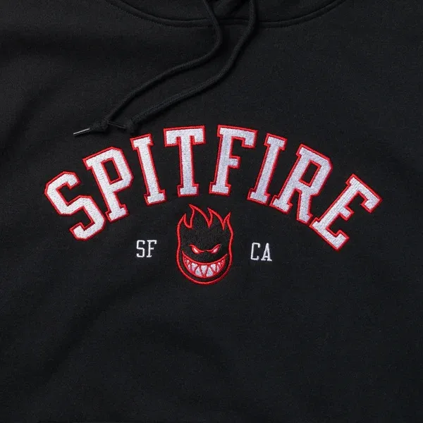 Spitfire Team Bighead Embroidered Black Red White Hoodie [Size: M]