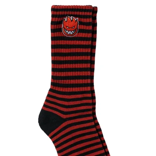 Spitfire Bighead Fill Emb Strip Black Red 1 Pair Mens Socks