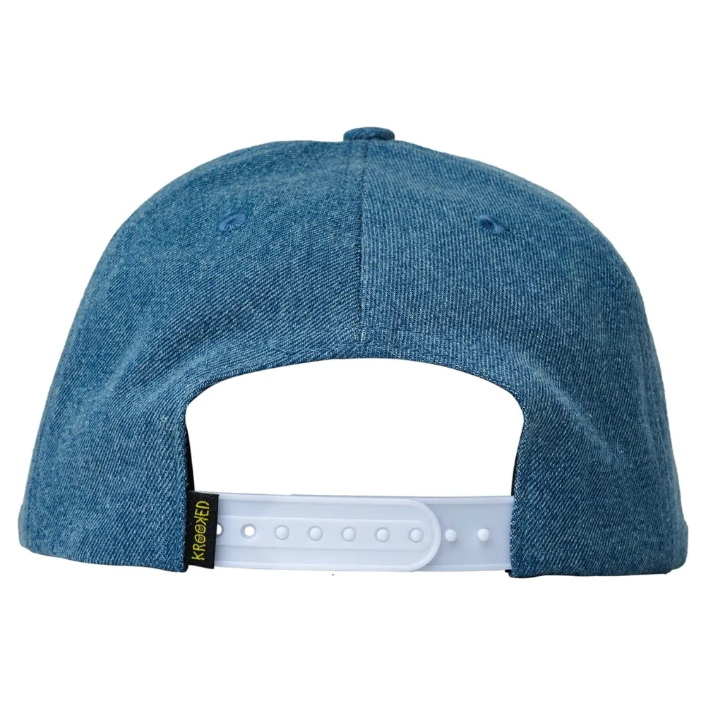 Krooked Eyes Wash Denim Blue Snapback Hat