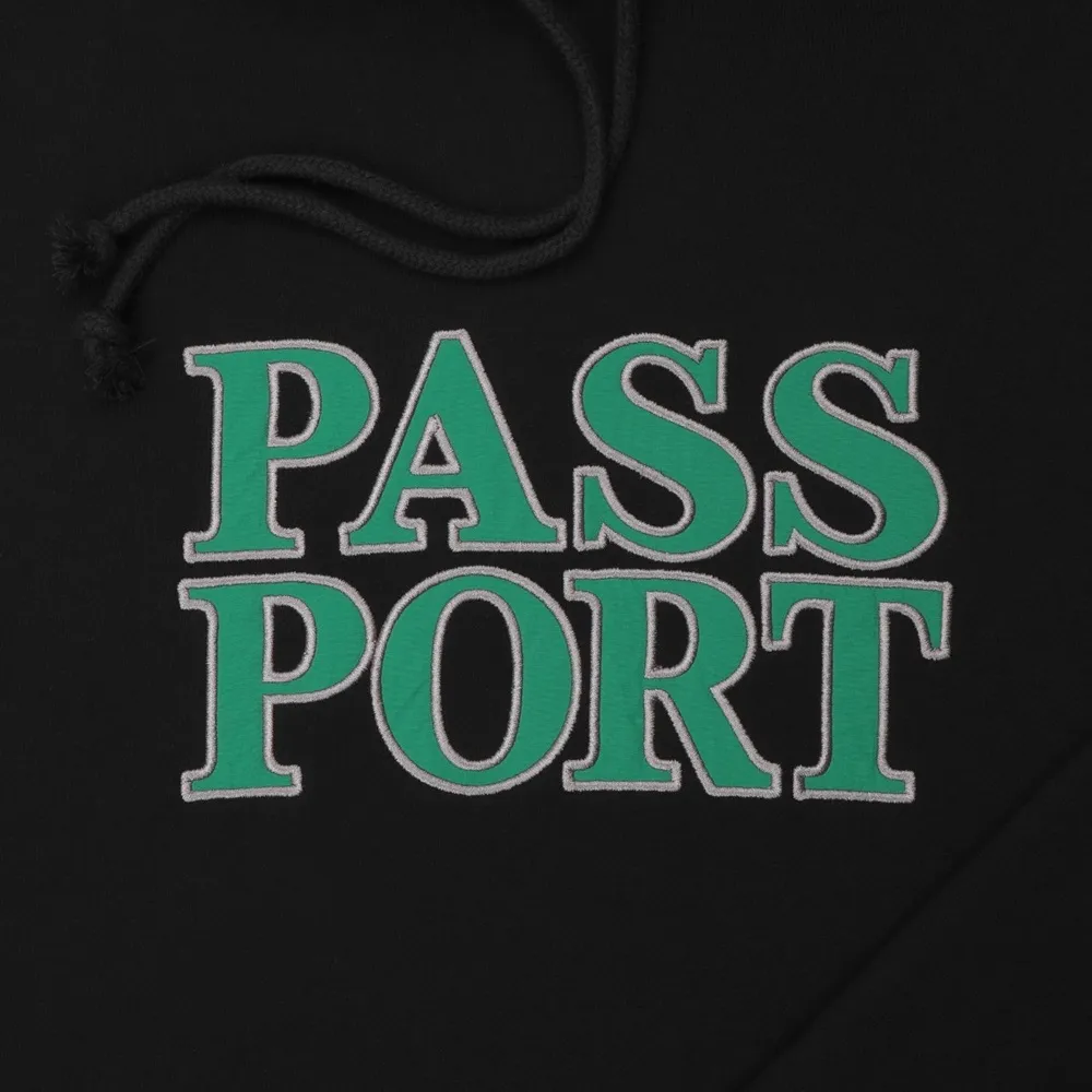 Passport Official Stacked Applique Black Hoodie