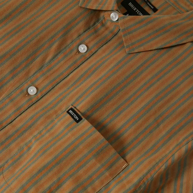 Brixton Charter Stripe Rustic Caramel Night Sage Button Up Shirt