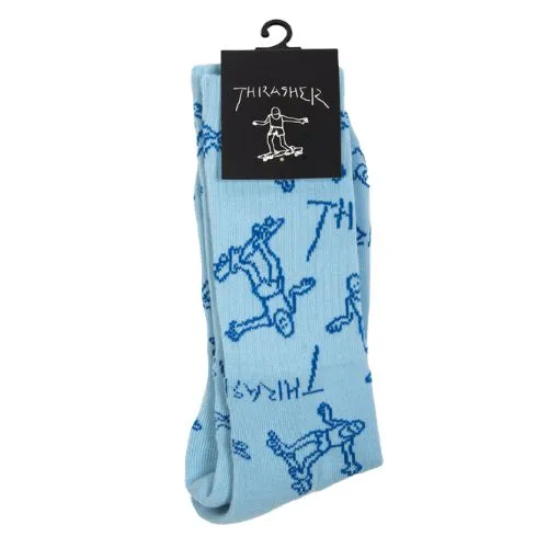 Thrasher Gonz Logo Light Blue Crew Socks