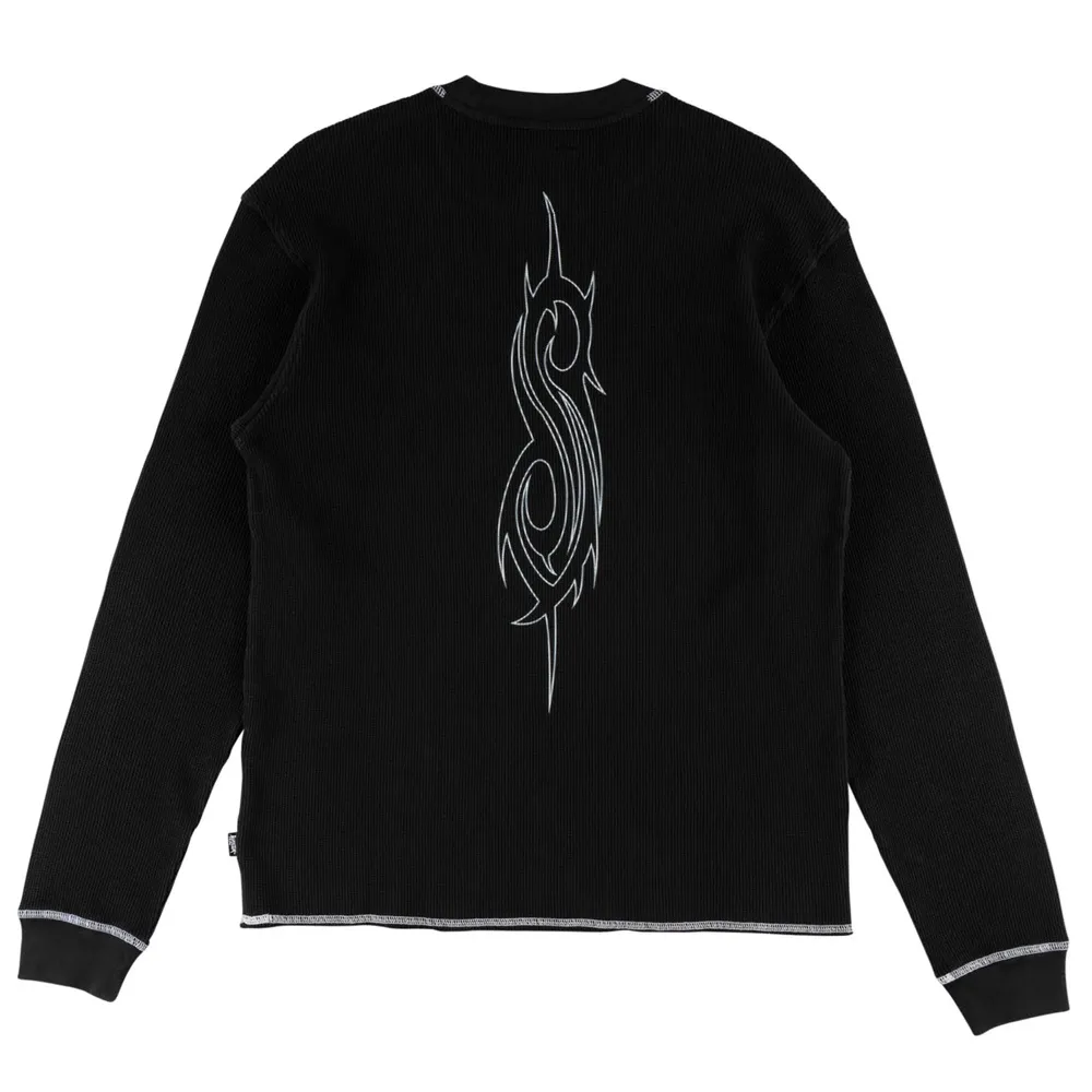 Welcome Skateboards X SlipKnot Masks Contrast Stitch Thermal Black White Crew Jumper