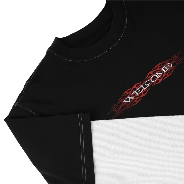 Welcome Skateboards Brevity Layered Knit Black White Long Sleeve Shirt