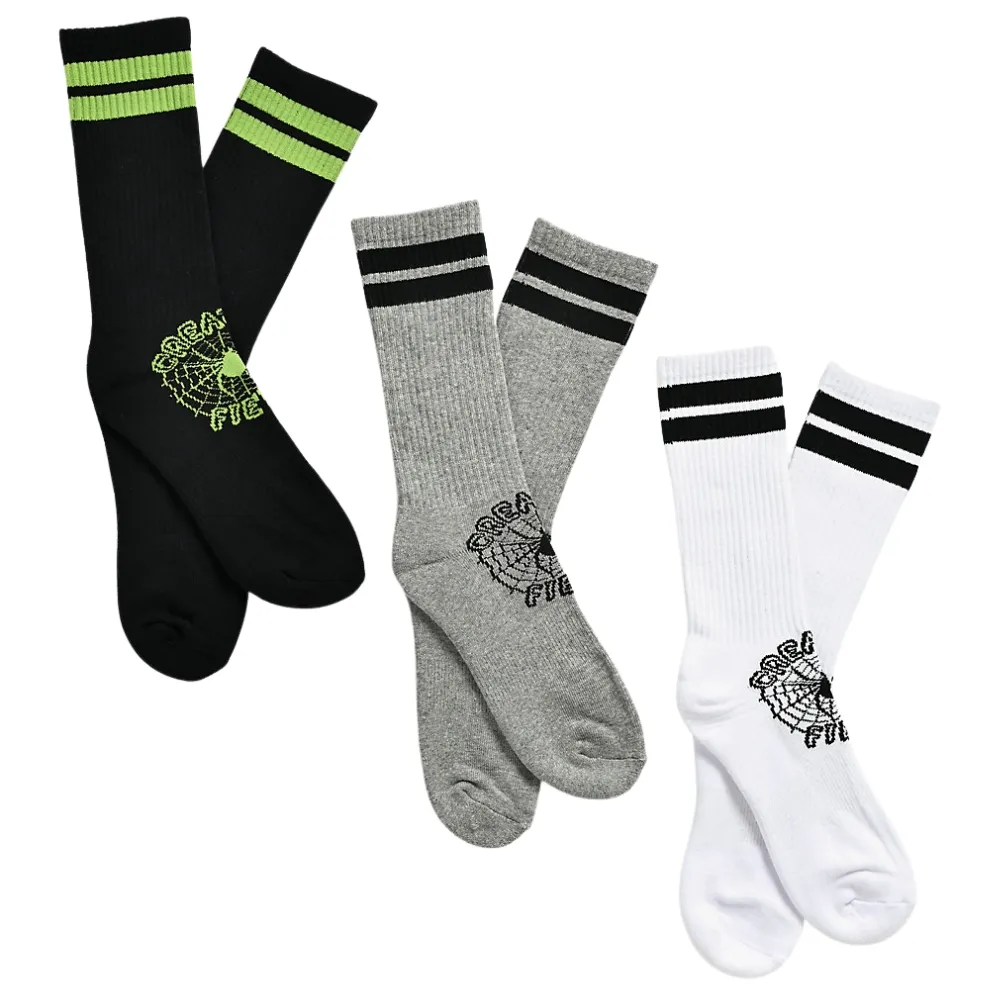 Creature Web Black White Heather Grey 3 Pack Socks